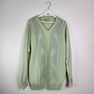 Gabicci Collezione Pullover Jumper Green Size XL Wool V Neck A414 • £13.73