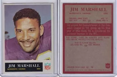 1965 Philadelphia Football Card # 107 Jim Marshall Minnesota Vikings NM • $8.95