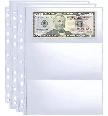 30 Sheets Currency Pages 3 Pockets Paper Money Protectors For 3 Ring Binders • $13.14