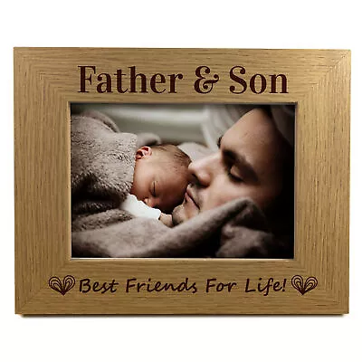 Dad Gifts From Son 7x5 Wooden Photo Frame Father And Son Gift Birthday Christmas • £8.99