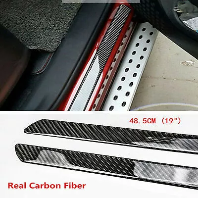 $34.79 • Buy 2× Car Carbon Fiber Door Sill Scuff Plate Panel Step Protector Cover Accessories