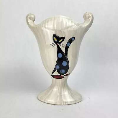 Vtg Midcentury Modern Black Cat Florentine Original Vase Made In Italy • $30