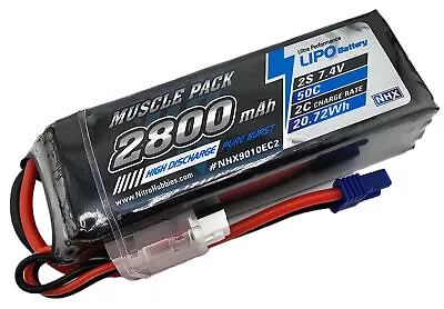 NHX RC  2S 7.4V 2800mAh 50C Lipo Battery W/ EC2 IC2 For 1/18 Granite Typhon Grom • $24.95