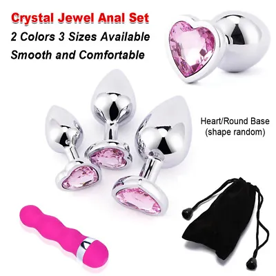 Butt Anal Plug Metal Jewel 3 Sizes Crystal Dildo Prostate Massager Adult Sex Toy • $27.95