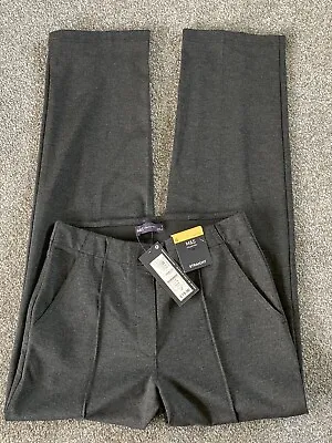 £10.99 • Buy M&S Ponte Straight Leg Trousers Stitched Seam Size 6 Length 29” Charcoal Pockets