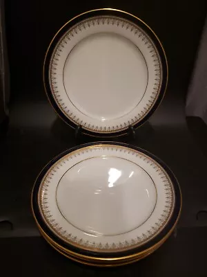 NEW Set Of 4 Noritake GRAND MONARCH Legacy Blue Gold # 3595  8 1/4  SALAD PLATES • $60