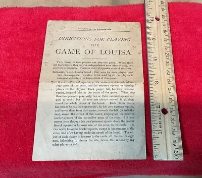 Antique Board Game Directions Game Of Louisa 1888 McLoughlin Bros. Vintage • $24.95