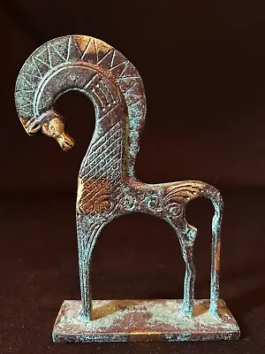 Vtg Verdigris Bronze Patina Greek Etruscan Horse Metal Art Horse Figurine MCM 6  • $54.95