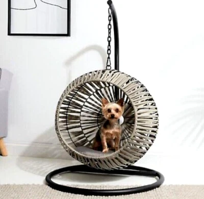 £79.95 • Buy Pet Hanging Egg Chair Cat Dog Nest Cushion Indoor Wicker READY FOR DELIVERY