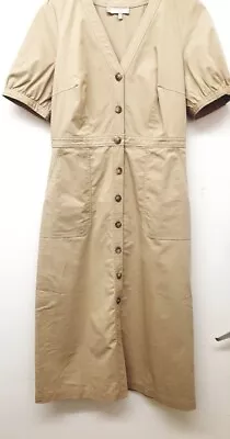 Ladies HOBBS Beige Safari Style Dress With Front Pockets Size 10 - CG BA2 • £12.25