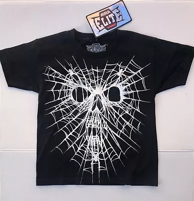 MMA Elite Spider Web Skull GLOW IN THE DARK Shirt Boys S-6/7 Black Halloween • $9.95
