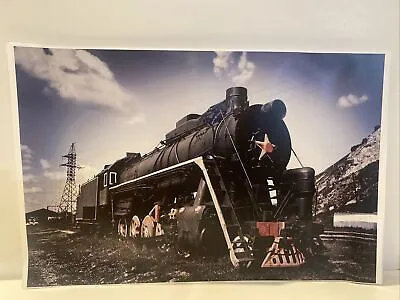 Steam Train And Snow Top Mountian Art Print 17”x11” • $34.99