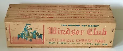 Vintage Windsor Club Pauly Cheese Green Bay WI Advertising Wood Box 2LB WITH TOP • $12.99