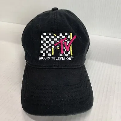 MTV Hat Adult Adjustable Strapback Black Baseball Dad Cap Music Television • $14.99