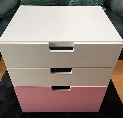 IKEA Stuva 3 Drawer Chest Children’s Pink/White Drawers-now Replaced By SMASTAD • £44