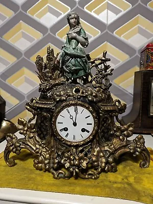Antique E. Marguin Ormolu Mantel Clock Japy Freres Movement Read Description  • $199.13