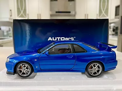 Autoart 1/18 Nissan Skyline GT-R R34 V Spec II (Bayside Blue) 77408 NEW • $232.32