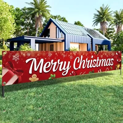 1pc Huge Christmas Yard Banner 120x20 Inch | Outdoor Merry Christmas Banner  • $15.99