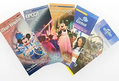 Walt Disney World Maps 50th Anniversary + UNIVERSAL Park Maps Florida Orlando • £5.50