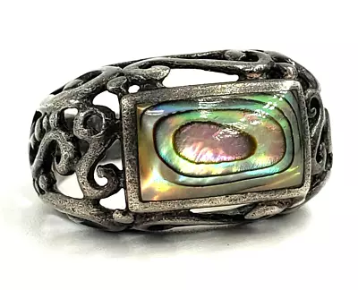 Sterling Silver Ring Size 6 Womens Abalone Shell Vintage Artisan Swirl Bohemian • $44