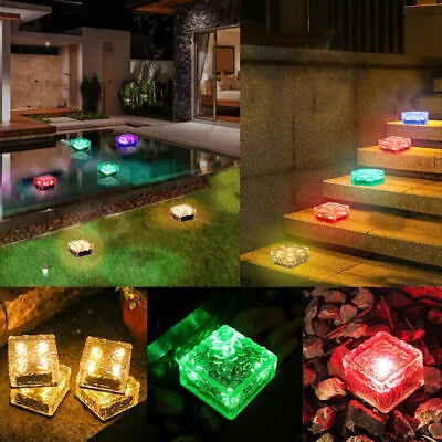 4/6 LED Solar Ice Brick Light Floor Tile Lamp Garden Landscape Underground Light • $18.19