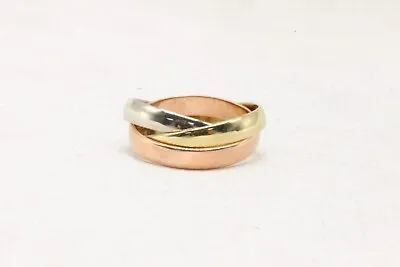 9ct Tri Colour Gold Russian Wedding Ring Size N 5.1g - 1176010 • £210