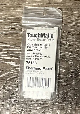 Vintage Faber Castell Pocket Eraser Refills Touchmatic 6pc Premium White 75123 • $7.99