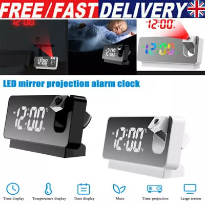 £17.56 • Buy LED Mirrir Digital Projection Alarm Clock Temp Time Snooze Ceiling Projector UK