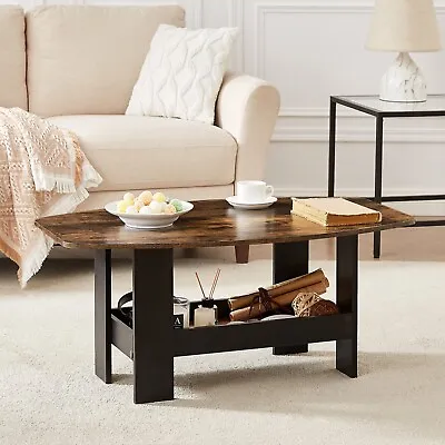 Modern Living Room Coffee Table With Storage Open Shelf Wooden End Table Brown • $55.97