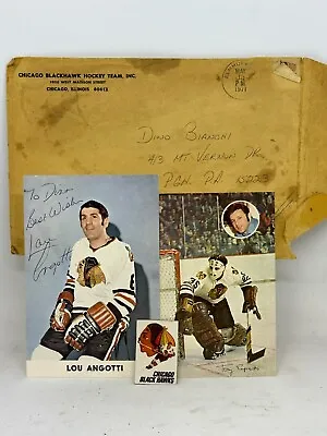 Vintage 1971 Chicago Blackhawks Lou Angotti Autograph And Tony Esposito Postcard • $69.99