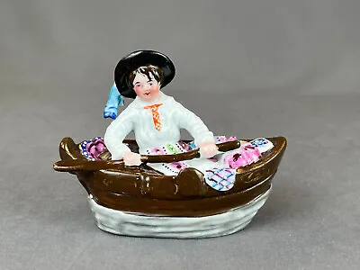 Antique Victorian Porcelain Figural Rowboat Match Striker Box • $99.99