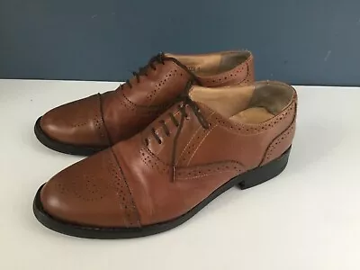 Samuel Windsor Handmade Brown Tan Leather  Oxford Brogue Shoes - Size 8 (698V02) • £17.95