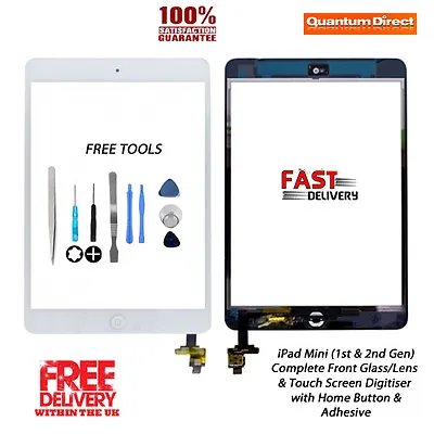 NEW IPad Mini 1 & 2 Complete Front Glass Digitiser Touch Screen W/Tools - WHITE • £9.95