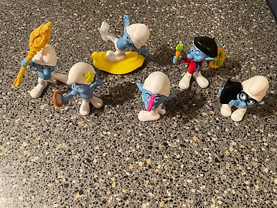 Lot Of 7 McDonalds 2011 Peyo Smurf Figures Clumsy Vanity Brainy Painter • $14.99