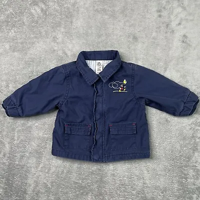 Disney Store Jacket Boys 6-9 Months Full Zip-Up+Snap Button Lined Mickey Mouse • $2.99