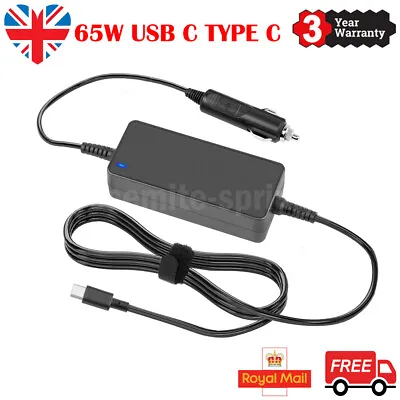 65W USB Type C Laptop Car Charger Power Adapter For Dell Lenovo Asus HP Macbook • £13.99