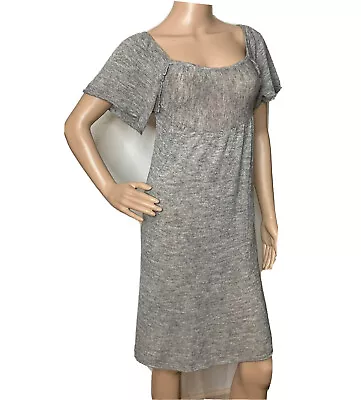 Moth Gray Wool Alpaca Knit Dress XS Short Flutter Sleeves Zipper Anthropology • $29