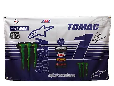 Vtg Motocross Enduro Flag Banner Sign Logo Yamaha YZ Mo Tomac 1 Room Garage Shop • $35