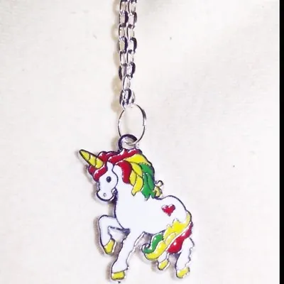 White Rainbow Unicorn 18  Necklace Cute Kitsch • £2.90