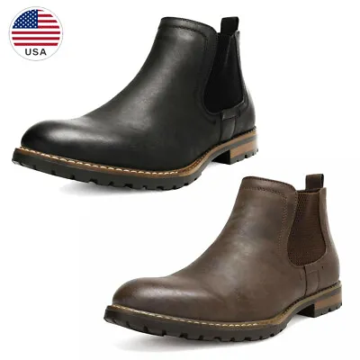 Men's Chelsea Ankle Boots Classic Dress Casual Elastic Slip On Shoes • $37.99