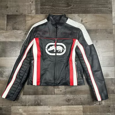 Ecko Red Women’s Size XL Leather Motorcycle Biker Jacket Black Y2K Vintage • $85