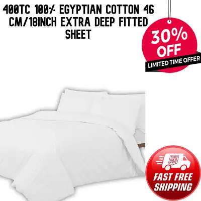 400tc 100% Egyptian Cotton 46 Cm/18inch Extra Deep Fitted Sheet Modern Bed Sheet • £20.66