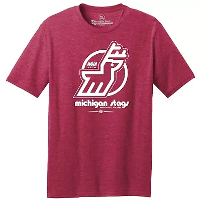 Michigan Stags 1974 WHA Hockey TRI-BLEND Tee Shirt - Detroit Red Wings • $22