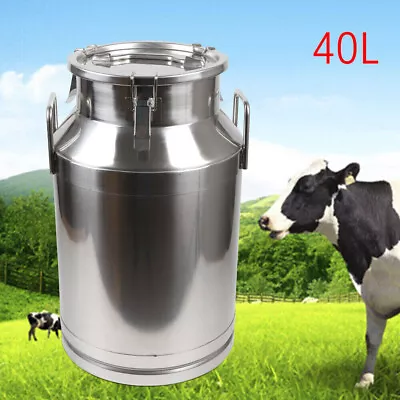 Stainless Steel 40L/10.56 Gallon Milk Can - Heavy Duty Farm Milk Jug Milk Bucket • $108.30