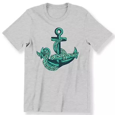 £12.99 • Buy Anchor With Octopus Men's Ladies Gift T-shirt Graphic Tee Wildlife Octopus Top