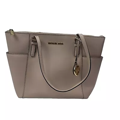 Michael Kors Jet Set Crossgrain Top Zip Tote Shoulder Handbag Soft Pink Gold • $69.99