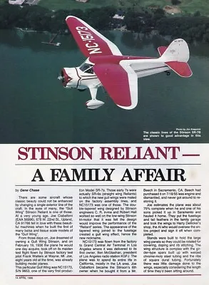 $9.49 • Buy Stinson SR-6 Reliant Aircraft Report 7/29/2022X