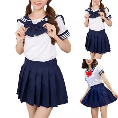 Girls School Uniform Japanese Student Sailor Tops Skirt Cosplay Costume Outfits﹏ • $25.59
