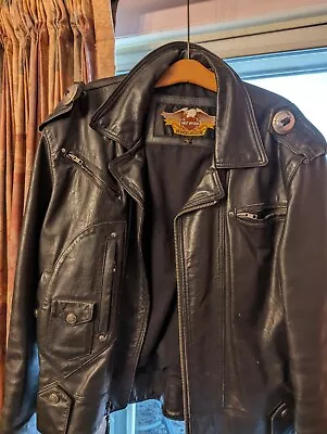Harley Davidson Original Classic Leather Motorcycle Jacket Size 42 Tall • $250