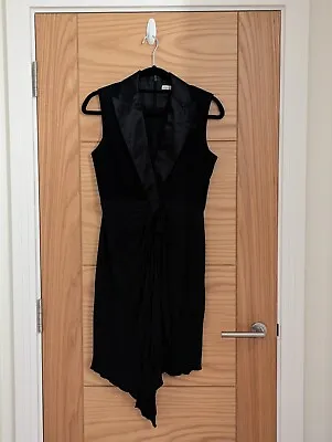 Karen Millen Tuxedo Style Black Elegant Slimfit Dress Size 10 • £35